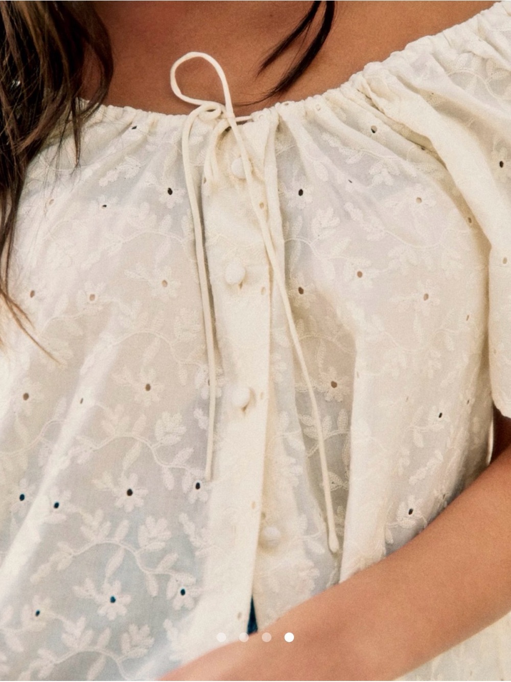 Sezane Vikaly Blouse Embroidered Cream - Size 6 Like New - Picture 4 of 7